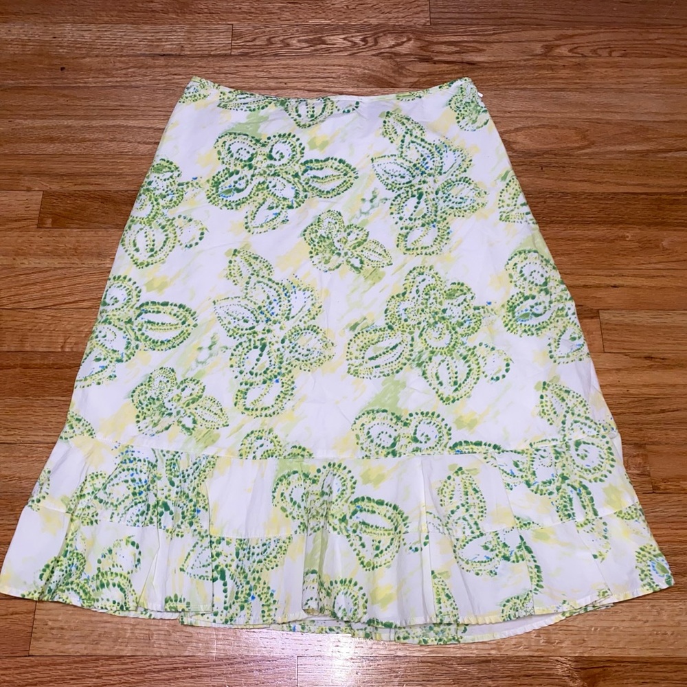 EDDIE BAUER - COTTON/SILK BLEND - WATERCOLOR FLORAL SKIRT - LINED - SPRING - 10